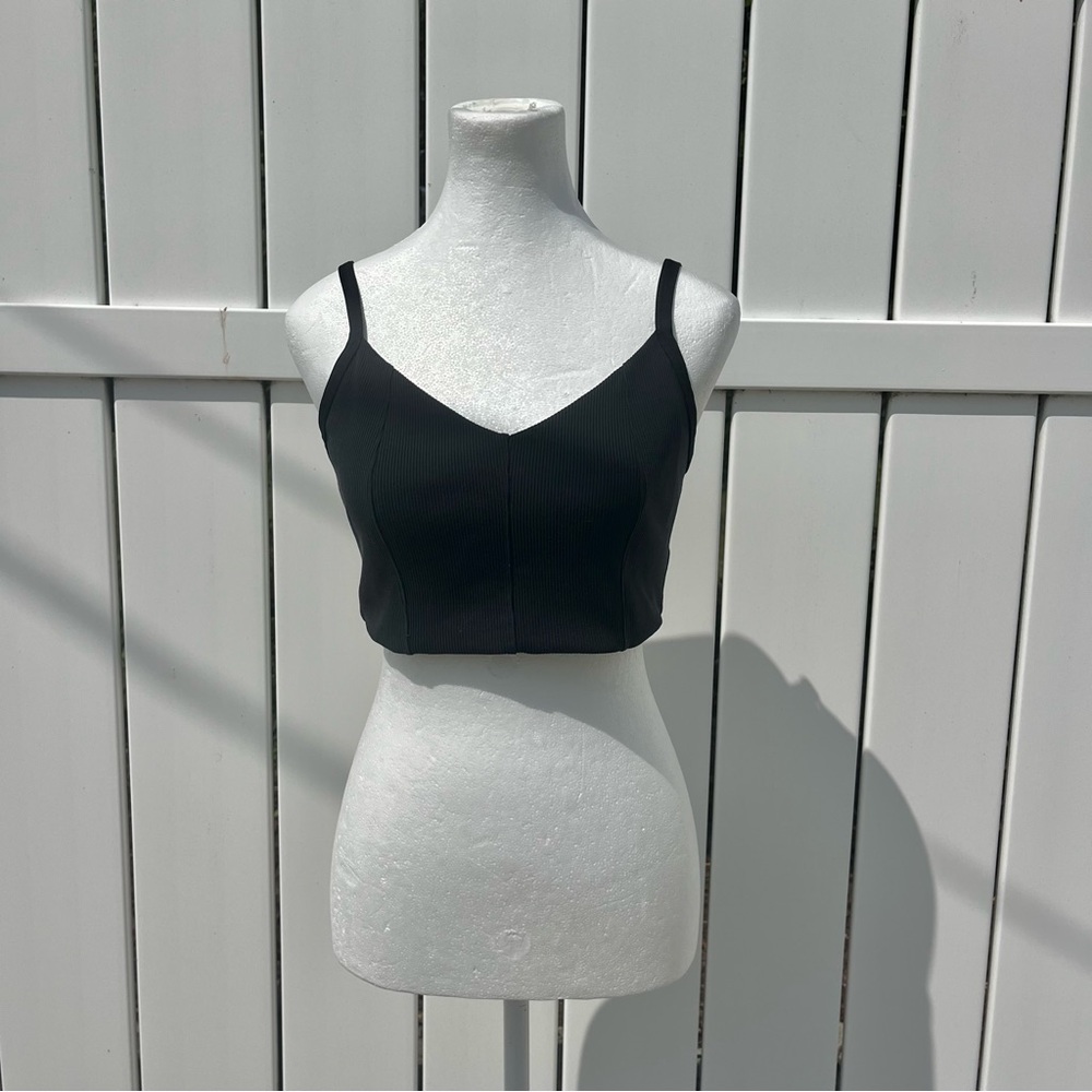 Offline Aerie Black Ribbed Sports Bra